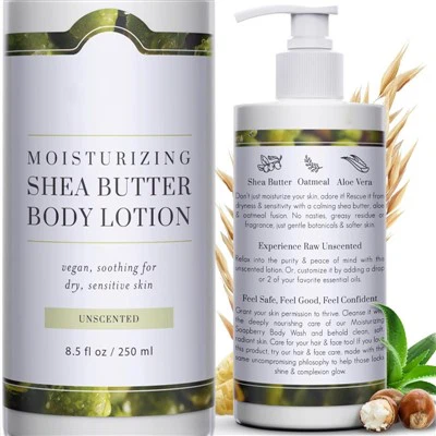 Loção corporal hidratante de manteiga de karité crua